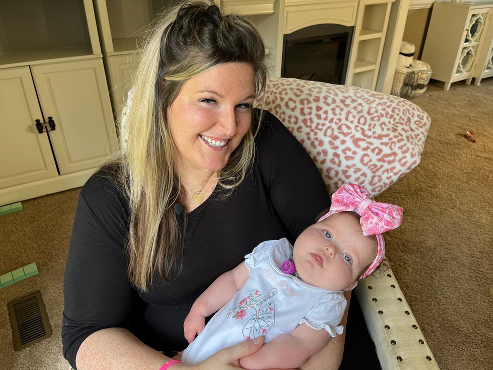 Baby Kylie with her mom, Ashley Overfield.