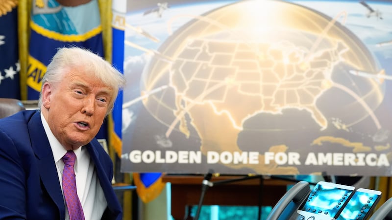 FILE - President Donald Trump speaks in the Oval Office of the White House on May 20, 2025, in...