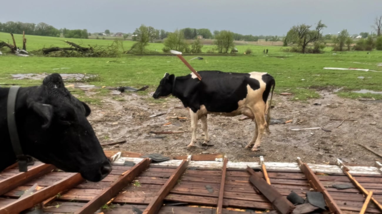Cow survives getting impaled by lumber during tornado that destroyed ...