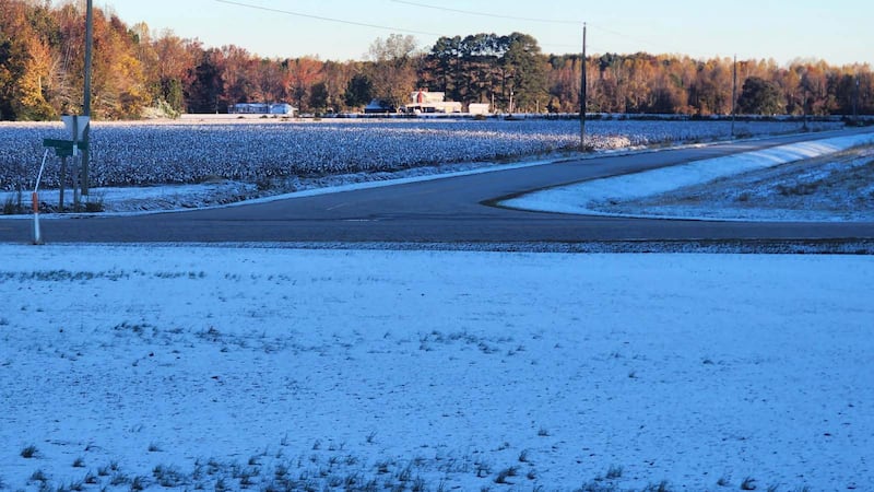Snow Tuesday morning in the Farm Life area of Martin County.