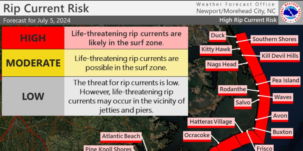 High Risk Rip Current Area Florida Rip currents risk high along all ENC coasts amid holiday weekend