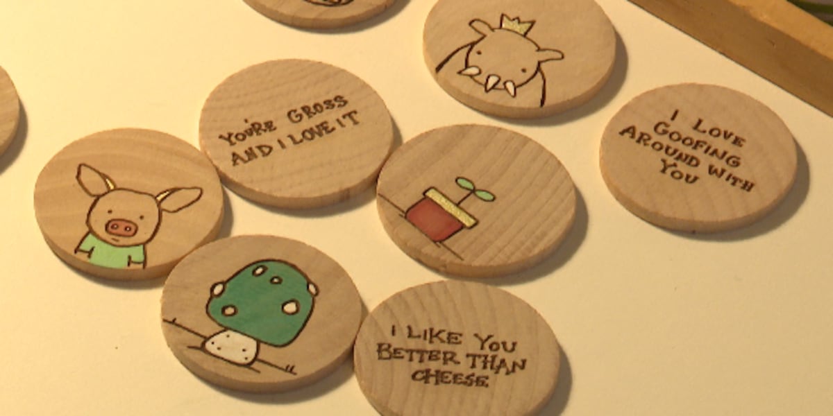 These wooden coins spread joy through compliments