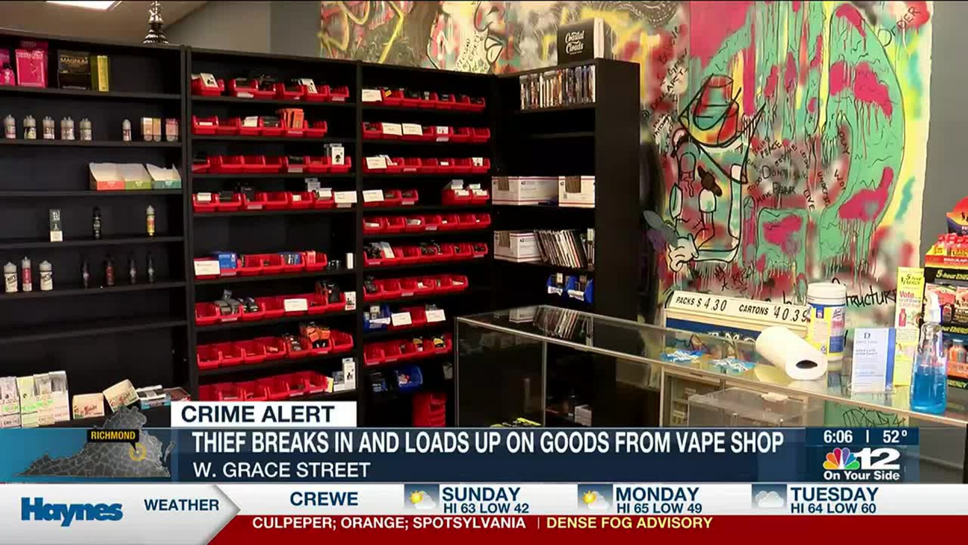 Thief breaks in and loads up on goods from vape shop Thief breaks in and loads up on goods from vape shop