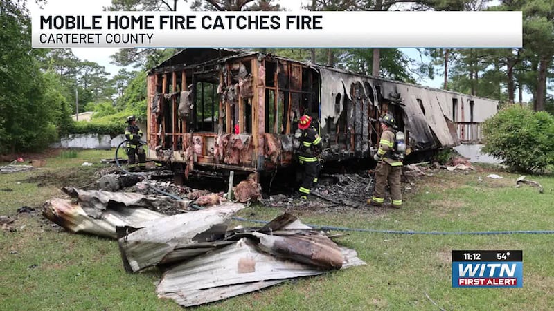 Carteret County mobile home catches fire again after less than a month